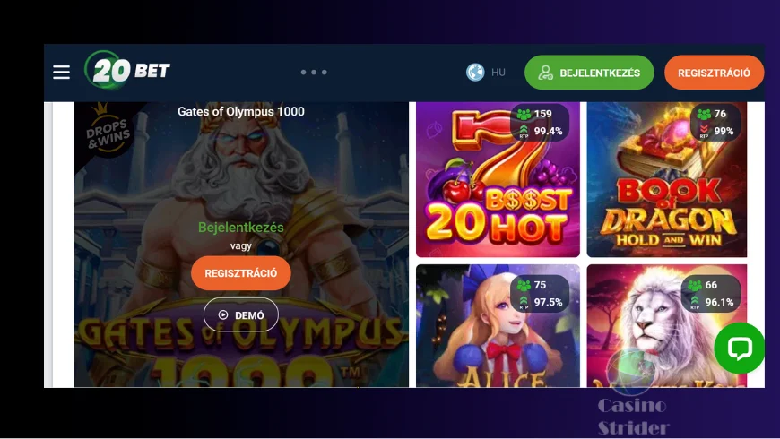 20Bet demó mód
