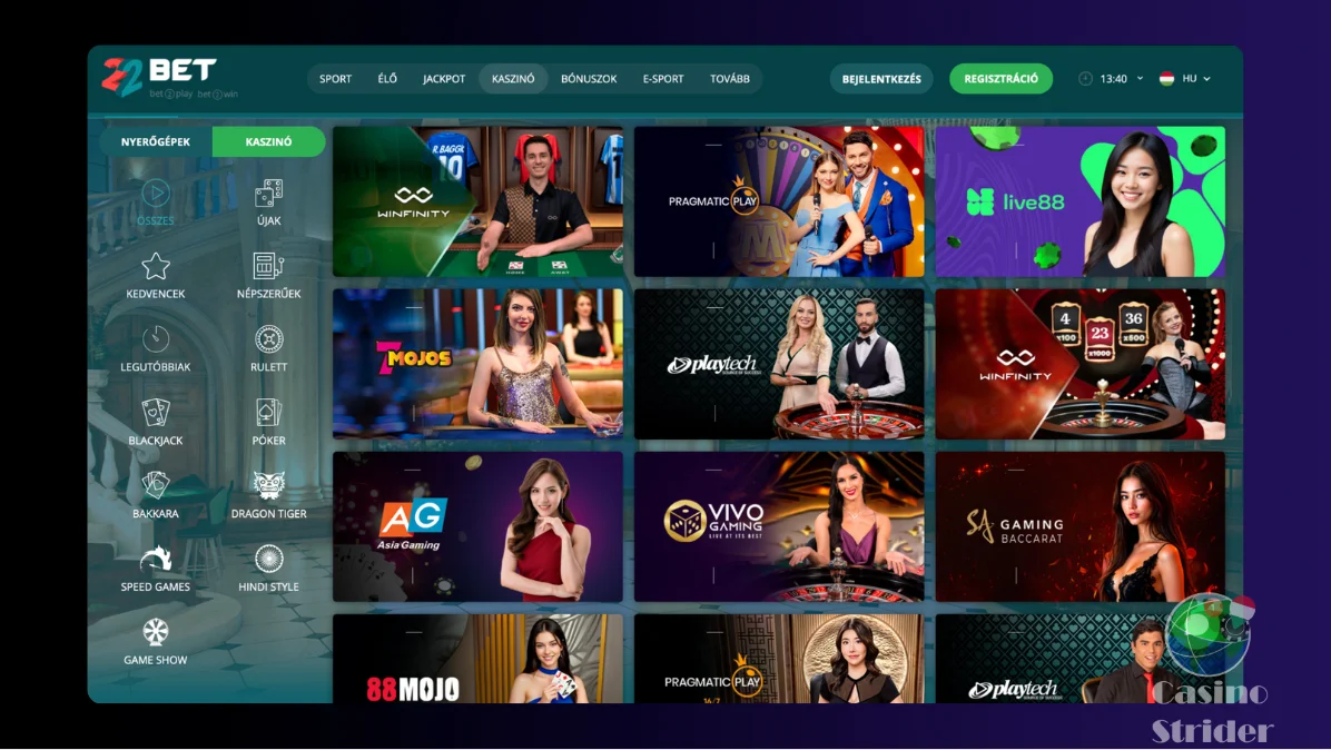 Live Casino játékok osztóval