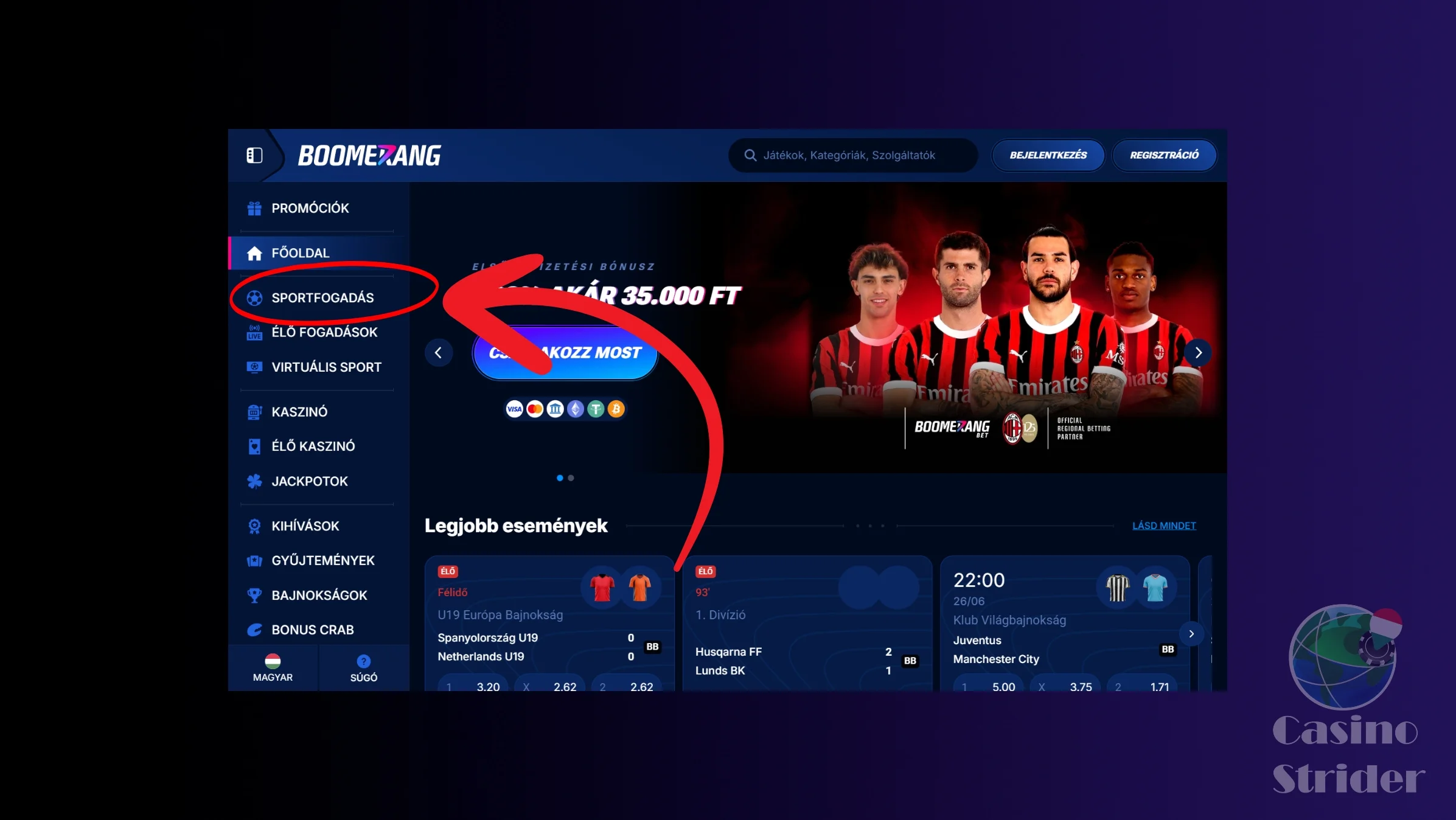 Boomerang Bet Sportfogadás kaszinóban