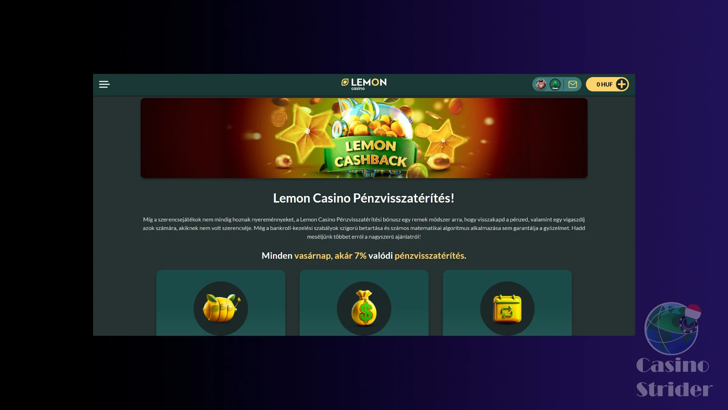 Heti bónuszok a Lemon Casinóban
