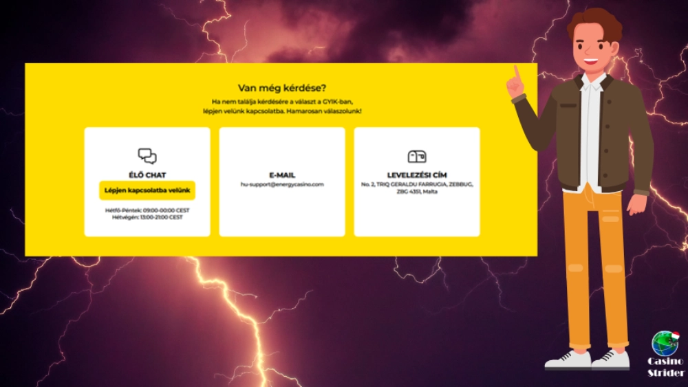 Ügyfélszolgálat az Energy Casino
