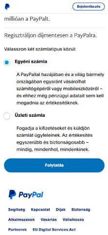 Válaszd ki a PayPal