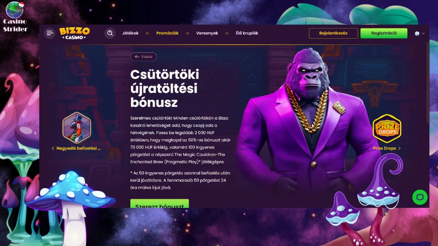 A Bizzo Casino bónuszok forgatási követelményei