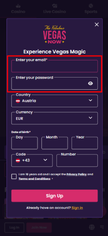 E-mail és jelszó megadása