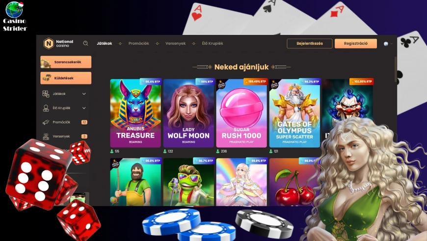 Elérhető játékok a National Casino