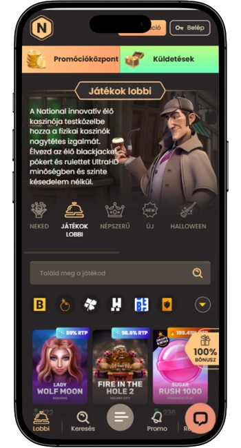 National Kaszinó mobil verzió