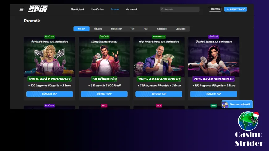 Need for Spin kaszinó bónusz