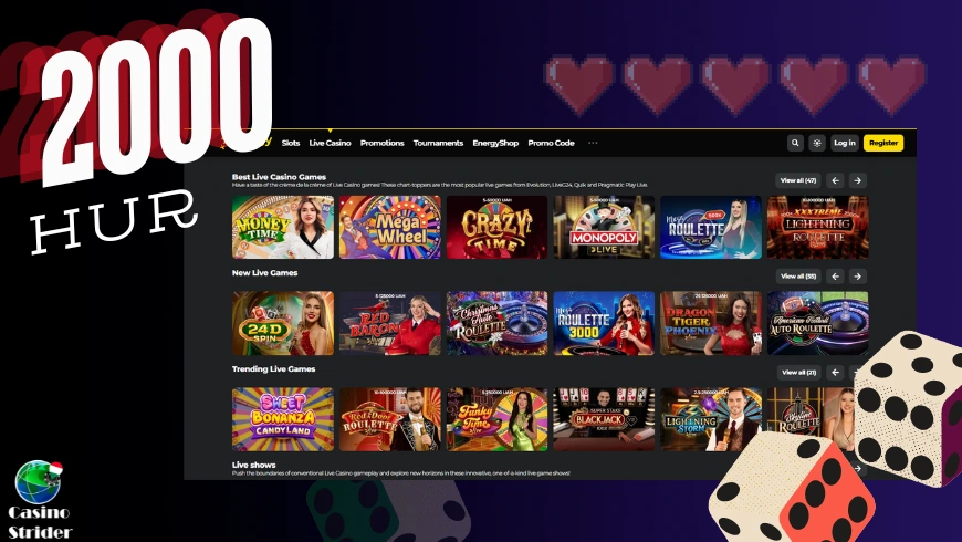 Élő kaszinó játékok 2000 Ft befizetéssel