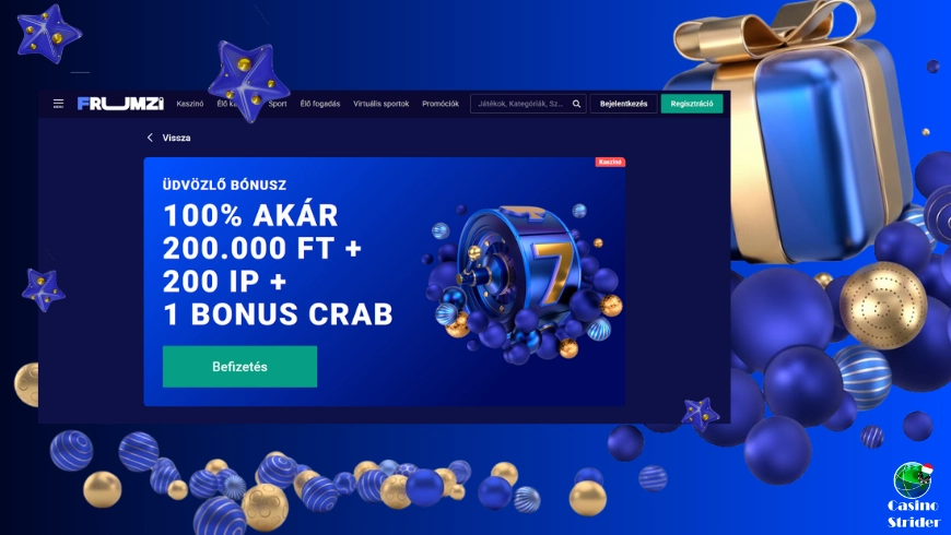 Frumzi bonus Új játékosok jutalma