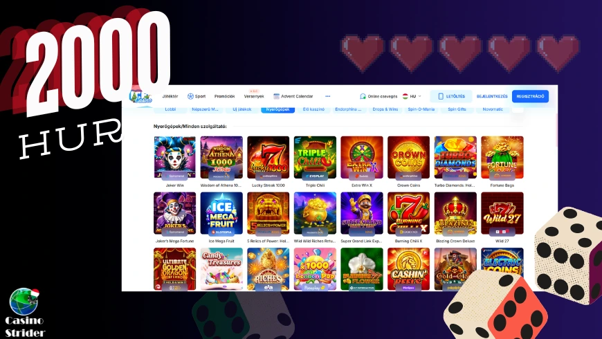 Online játékok 2000 Ft befizetéssel