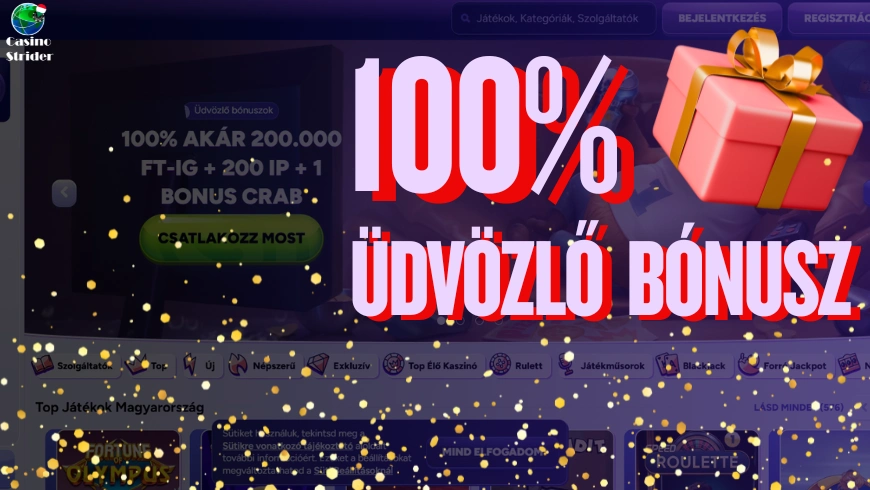 100% üdvözlő bónusz