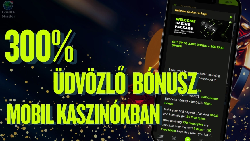 300% üdvözlő bónusz mobil kaszinókban
