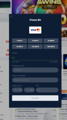 Bankkártya adatok megadása.