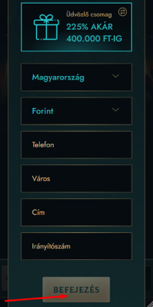 Cím és pénznem beállítása