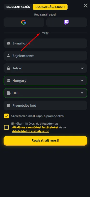 Adja meg a szükséges adatokat
