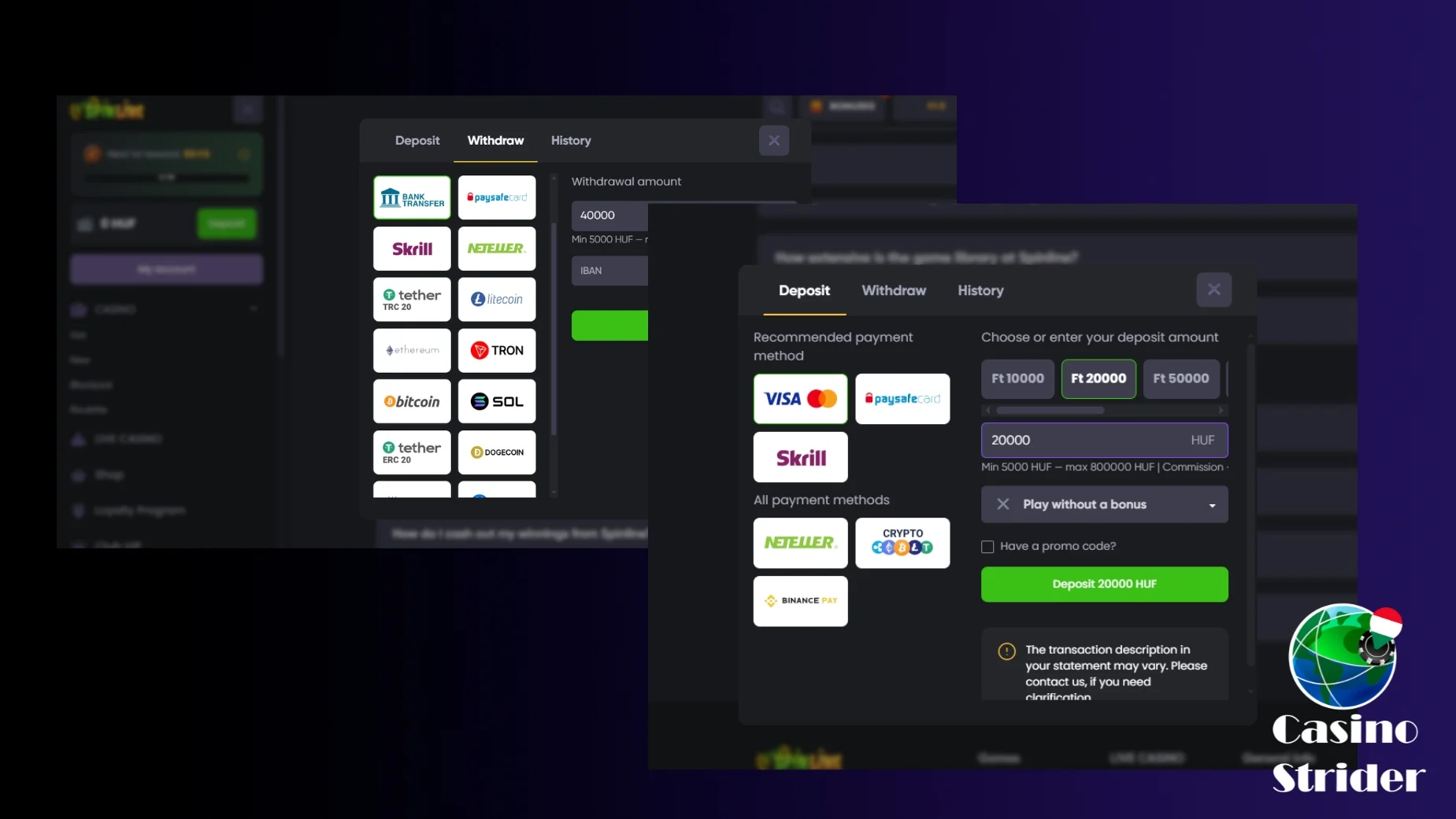 Fizetések a Spinline