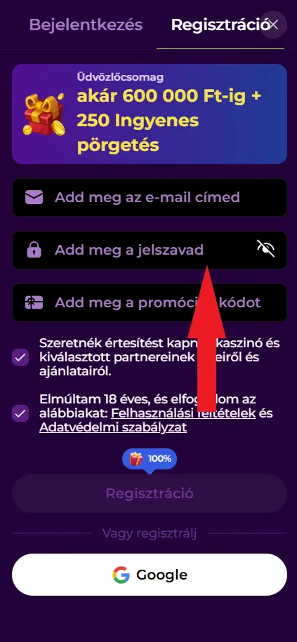 Hozz létre fiókjelszót