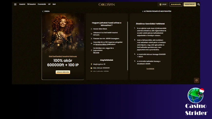 Kaszinó Üdvözlő Bónusz