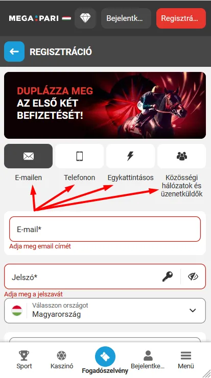 Regisztráció típusa