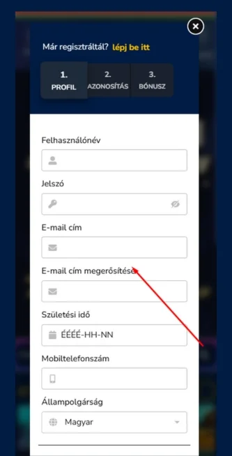 Töltsd ki a profiladatokat