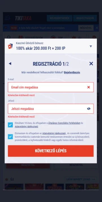 Add meg az alapadatokat