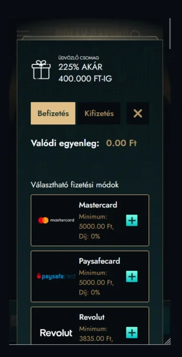 Fizess be és játszj valódi pénzért