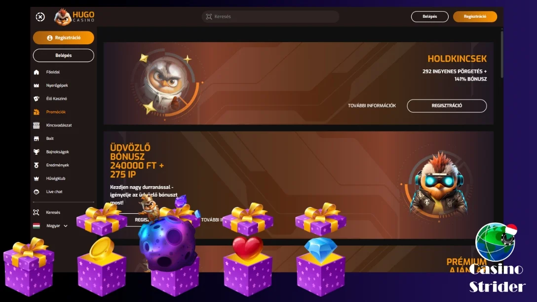 Hugo Online Kaszinó Bónusz