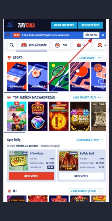 Kattints a Regisztráció gombra.