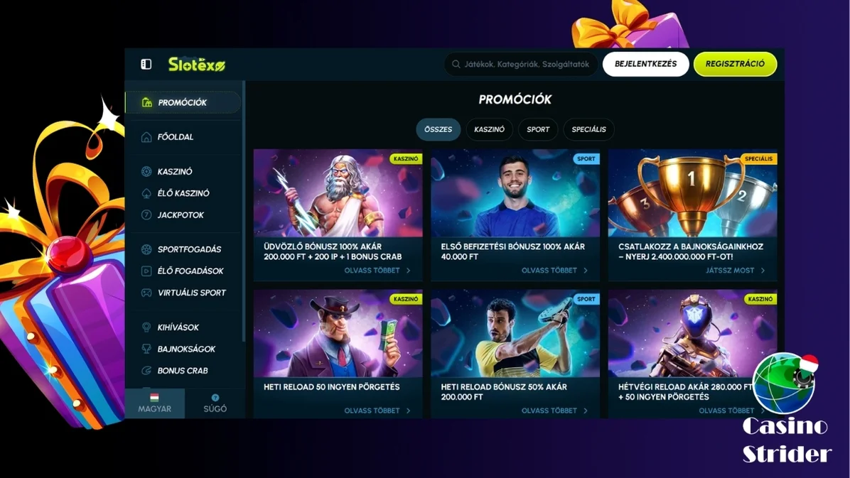 Slotexo Kaszinó Bónusz