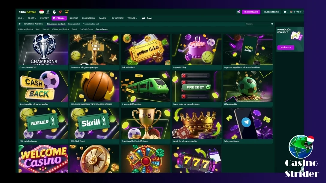 SpinBetter Kaszinó Bónusz