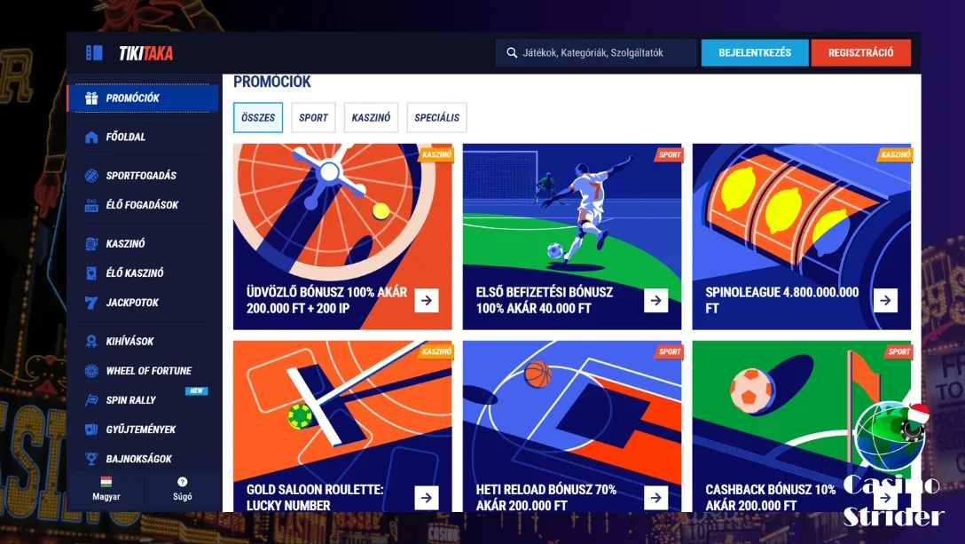 TikiTaka kaszinó bónusz