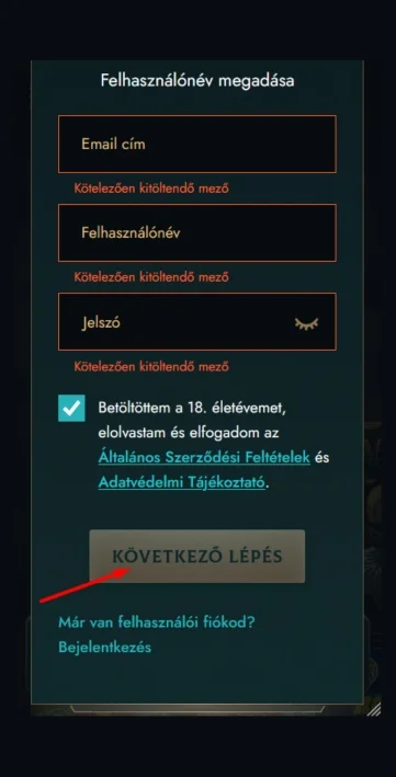 Töltsd ki a személyes adatokat