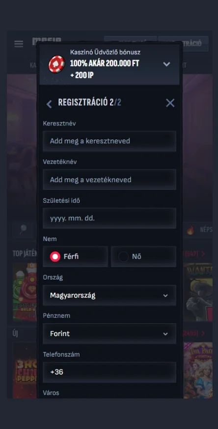 Töltsd ki a személyes adatokat