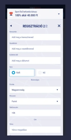 További adatok kitöltése