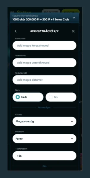 További adatok kitöltése