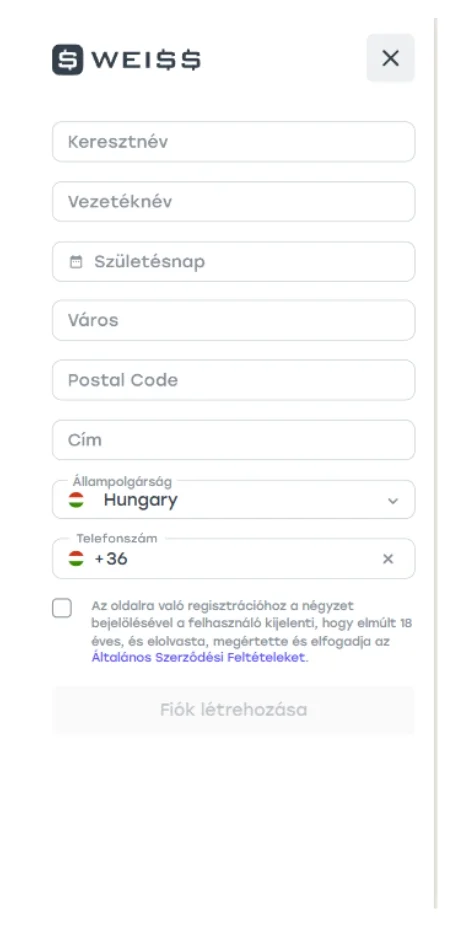 Adja meg születési dátumát és telefonszámát