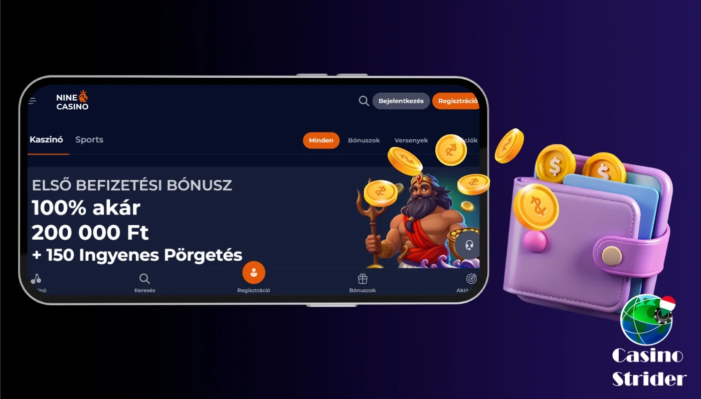Befizetés és kifizetés a Nine Casinónál 