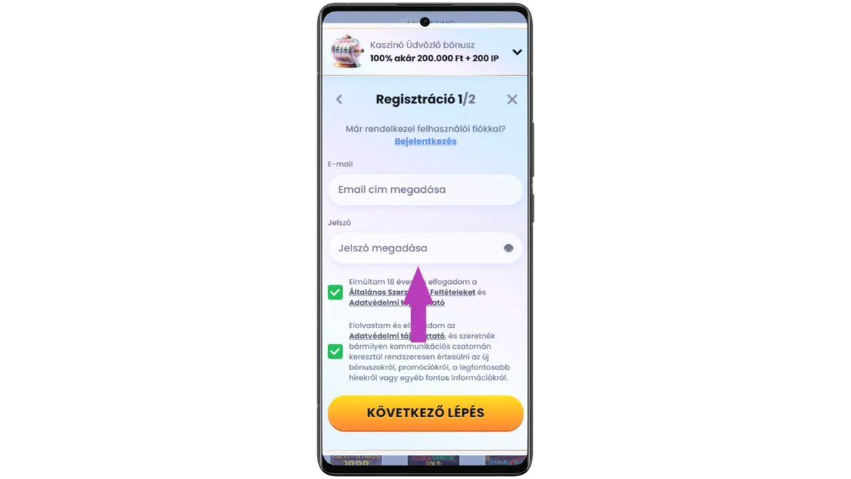 Bejelentkezési adatok létrehozása ecoPayz casino