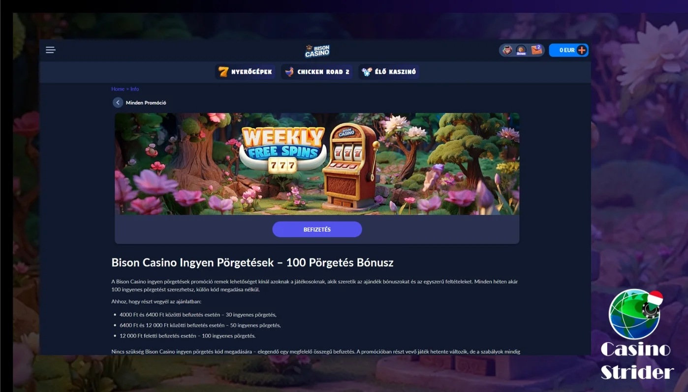 Befizetés nélküli pörgetések