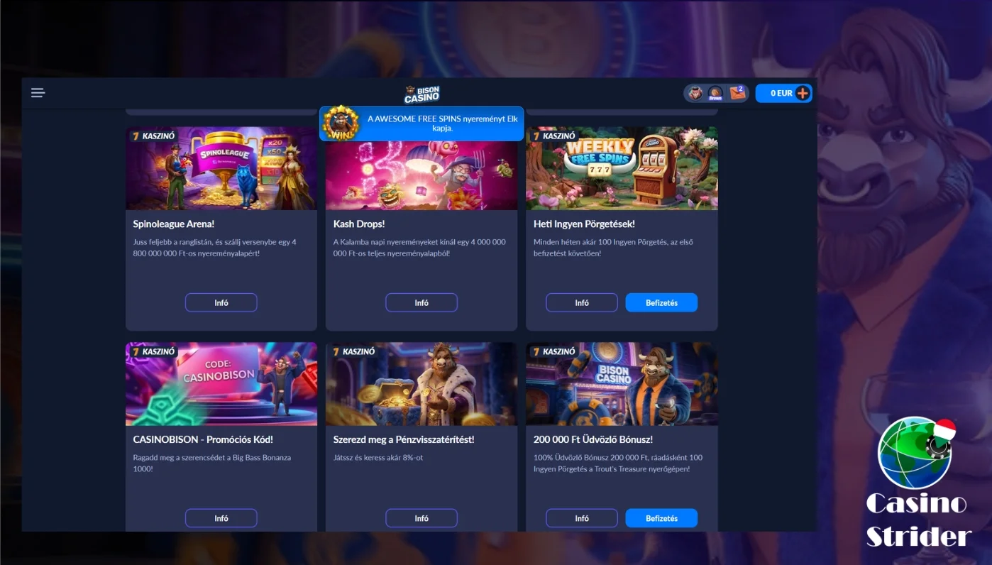 Bison Casino bónusz