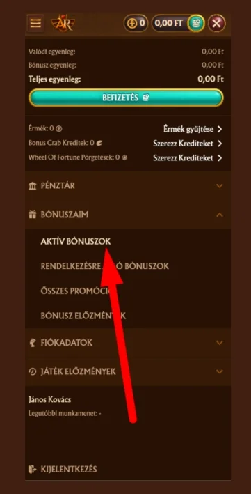 Azonnal aktiválható a kiválasztott üdvözlő bónusz
