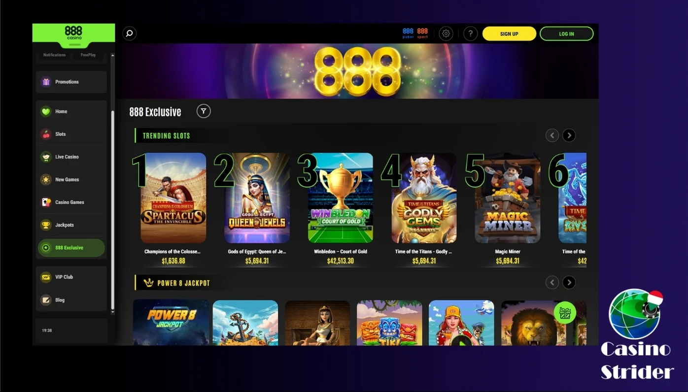 Játékok a 888 Casinóban