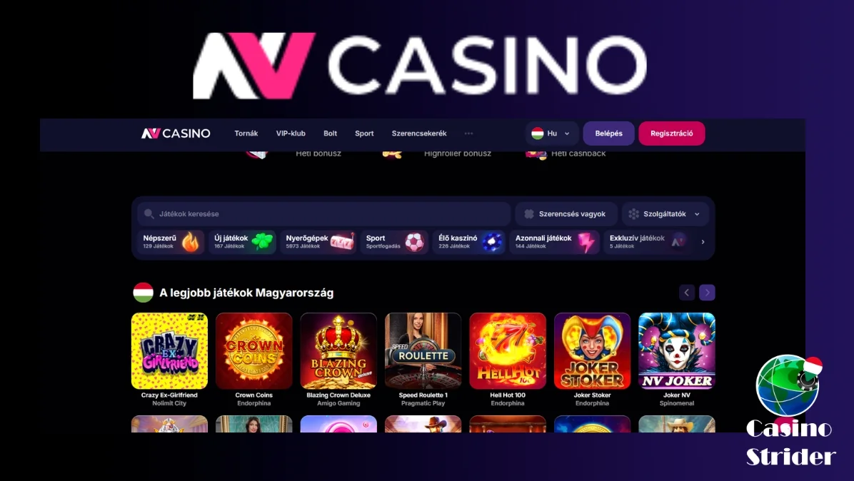 Játékok kínálata az NV Casino-ban