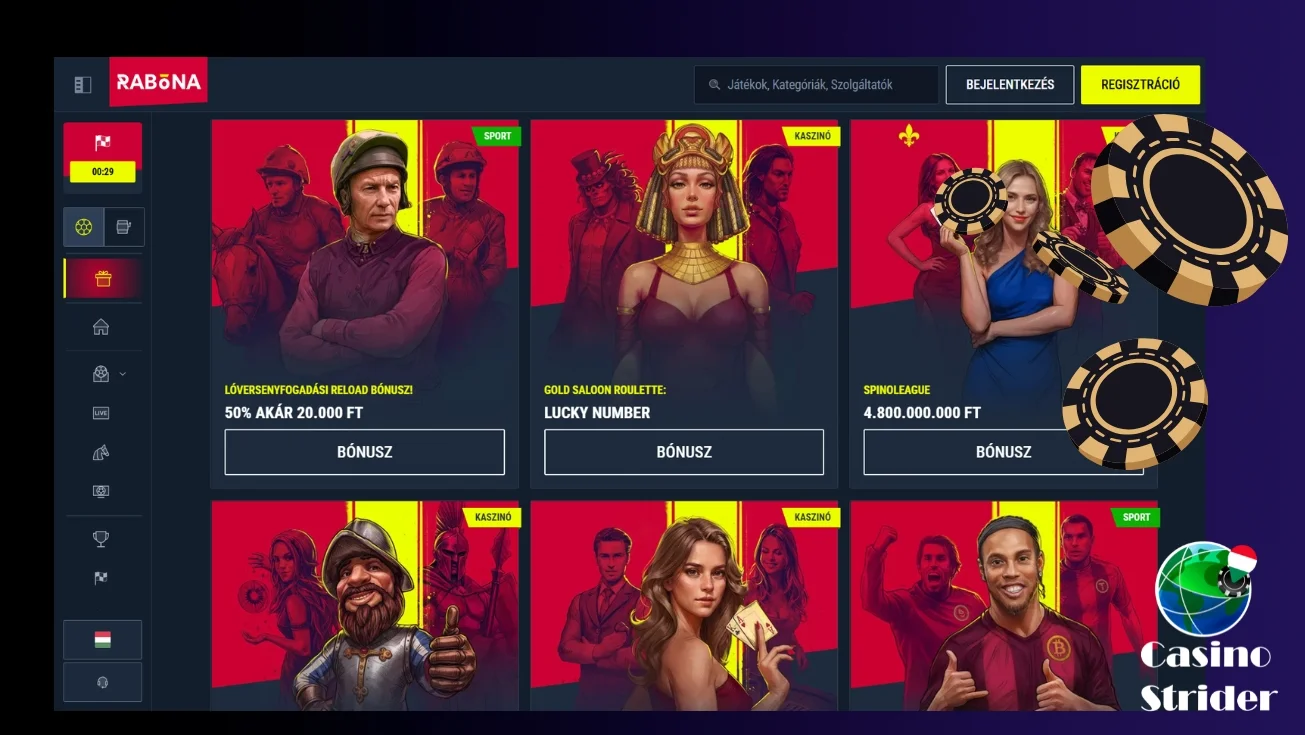 Rabona Casino bónuszok és promóciók