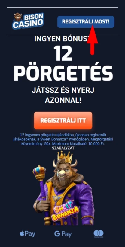 Regisztráció gomb kattintása