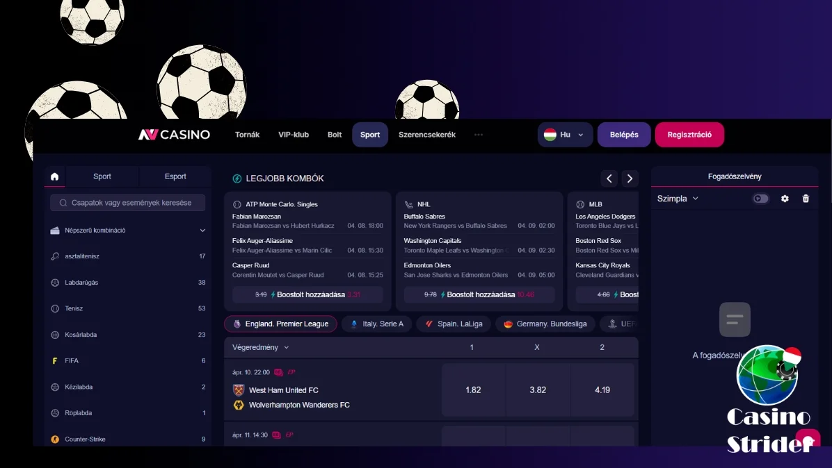 Sportfogadás az NV Casino-ban