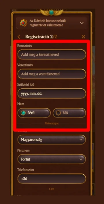 Adja meg a személyes adatait