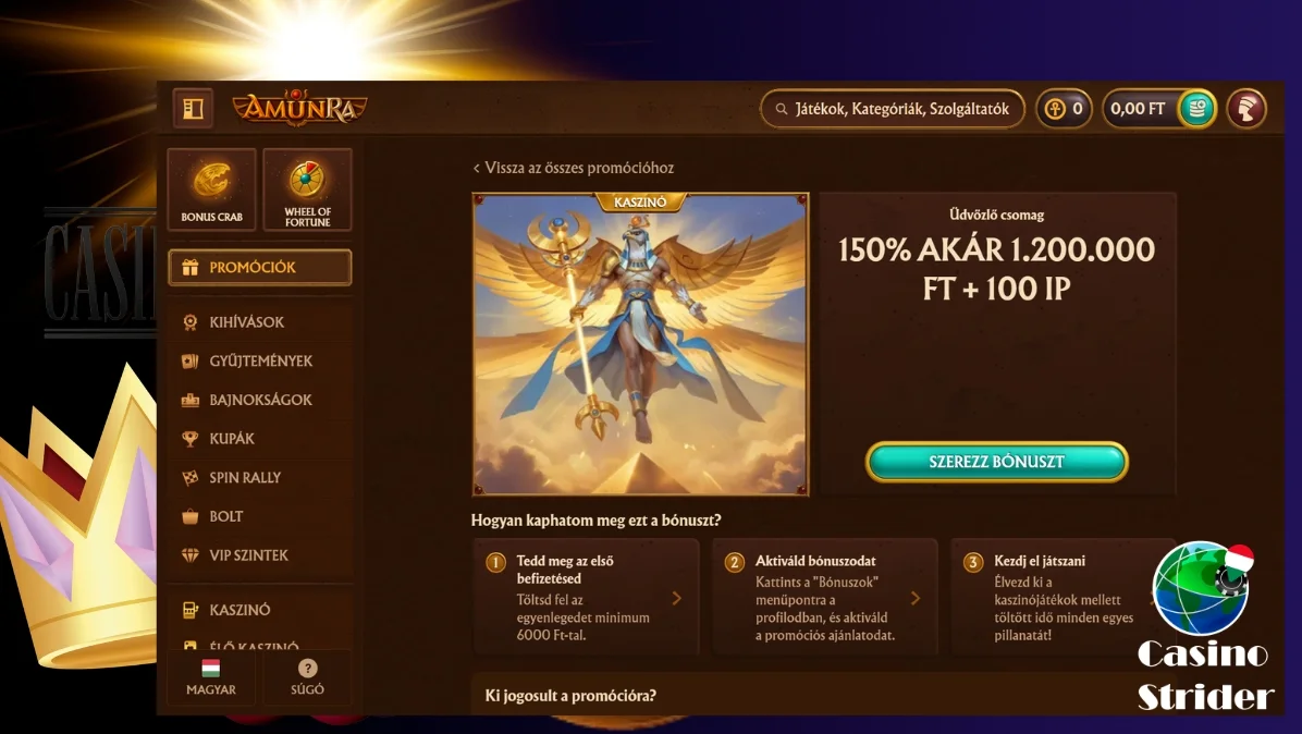 Üdvözlő bónusz AmunRa kaszinó