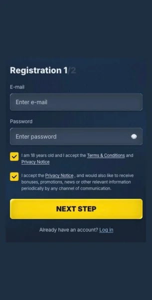 betrepublic e-mail és jelszó megadása