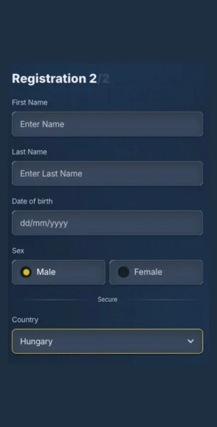 betrepublic személyes adatok megadása Registration